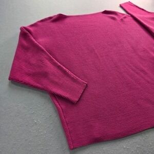 Esperanza Magenta Pink Ribbed Boat Neck Dolman Sleeve Sweater Womens Large